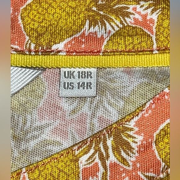 Boden YELLOW pink Pineapple Flippy Jersey Mini DRESS size 14R Flared 1/2 Button - Picture 15 of 16